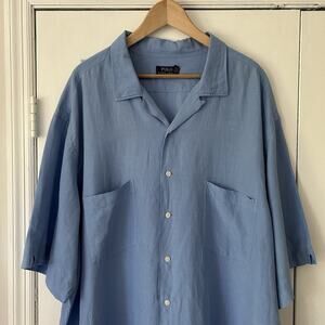 Men’s Polo Ralph Lauren Short Sleeve Button Up Loop Collar Shirt 3XLT Tall Linen